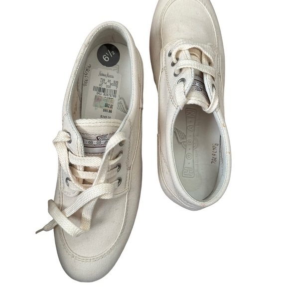 Hogan by TOD'S Scarpa H. Easy Donna Khaki Canvas Sneakers Shoes US 6.5 - Picture 3 of 10